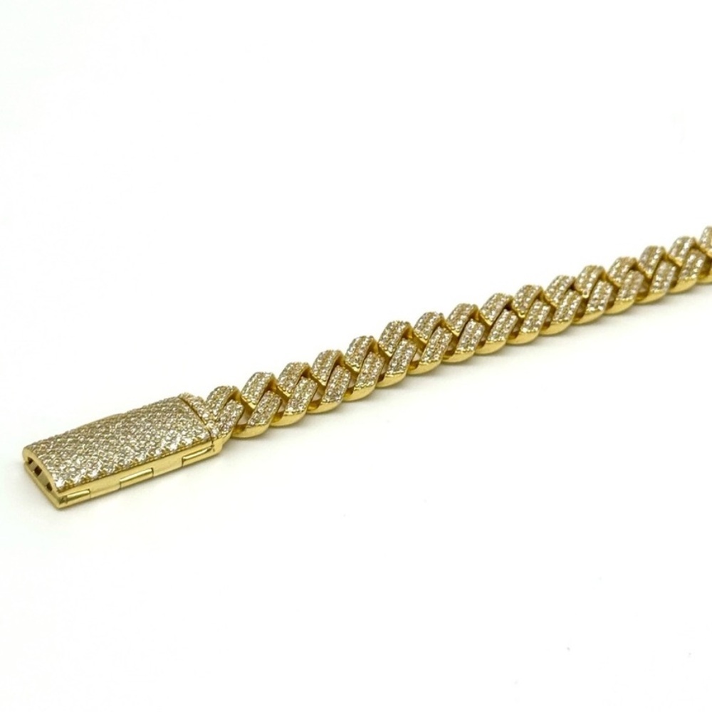 18K Gold Plated, 3.4CTW Moissanite Square Miami Cuban Bracelet - Picture 5 of 7